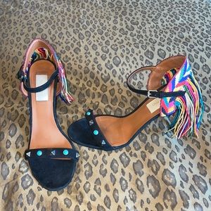 Lightly worn colorful tassel Valentino sandal heels!